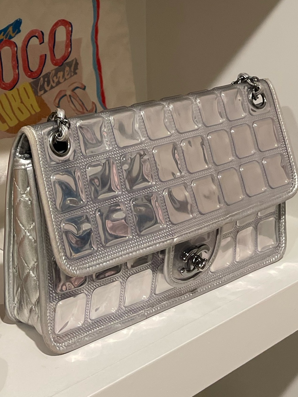 Chanel ice cube vintage flap - Metallic Silver